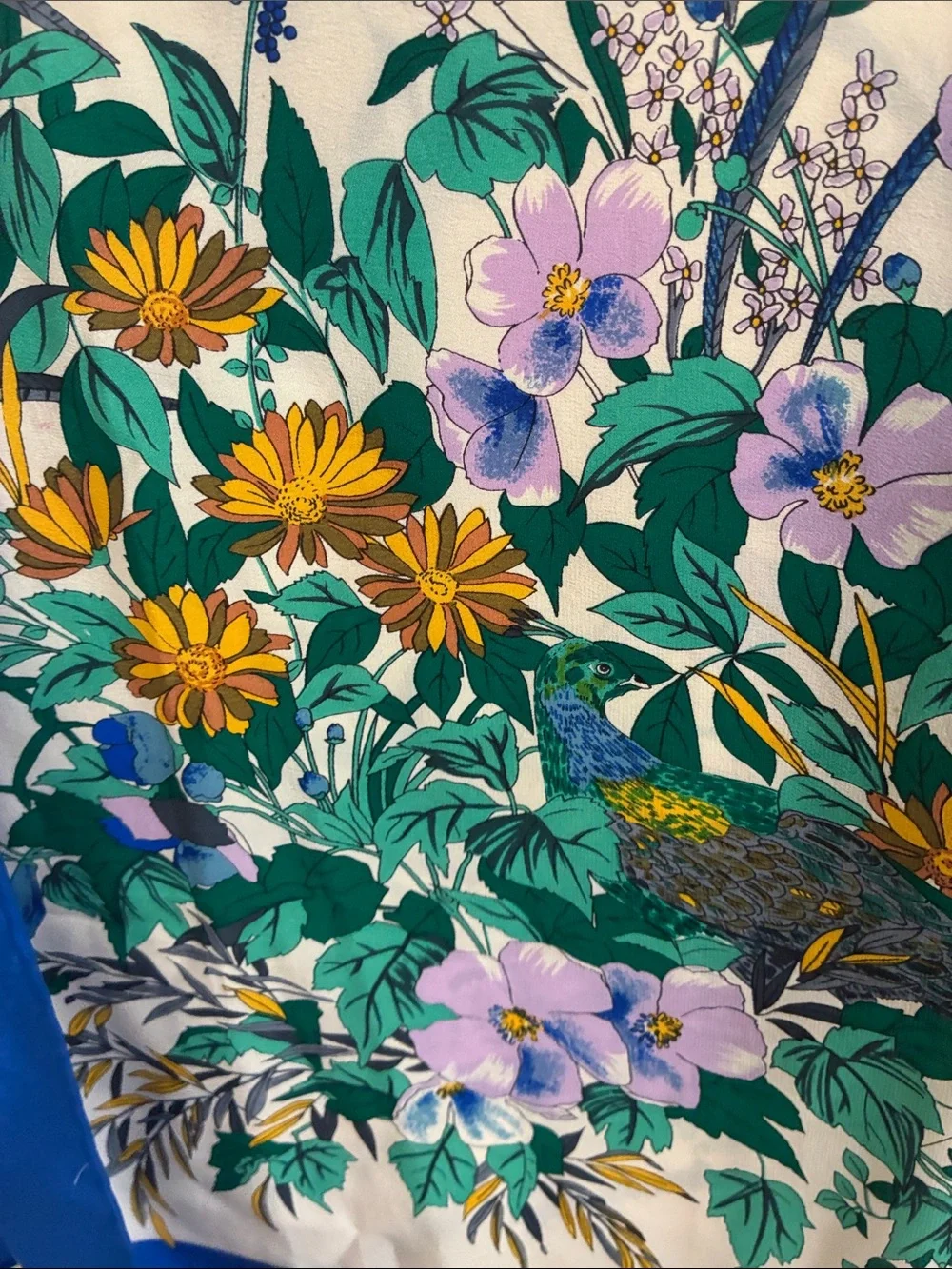 Pierre Cardin Floral Scarf with Blue Border
